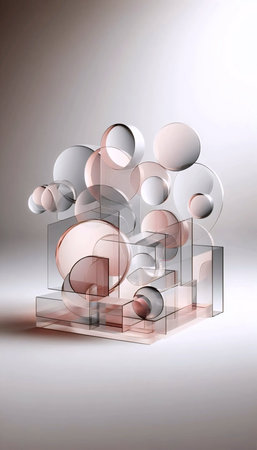 An abstract geometric forms art print, Ai generated image