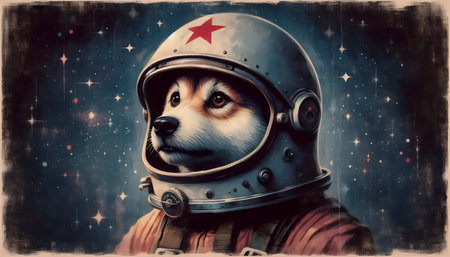 A Laika space traveler canvas print, Ai generated imageの写真素材