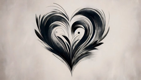 A minimalist heart art print for interior decor, Ai generated imageの写真素材