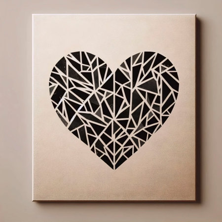 An abstract heart poster in neutral tones, Ai generated image