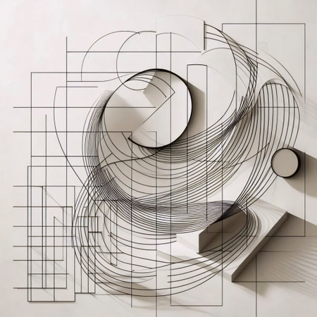 A minimalist wall art with architectural elements, Ai generated image