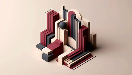 A modern architectural poster with geometric elements, Ai generated image
