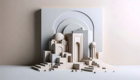 A printable minimalist architecture wall art, Ai generated image
