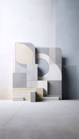 A minimalist abstract architectural art print, Ai generated image