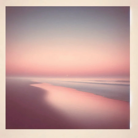 A vintage style minimalist beach landscape, Ai generated image
