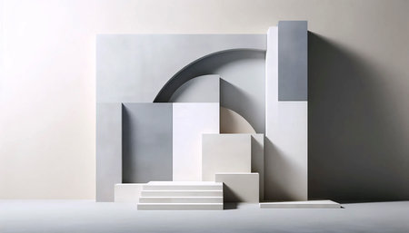 A minimalist abstract architectural art print, Ai generated image