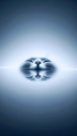 A dreamy cat reflection poster, Ai generated image