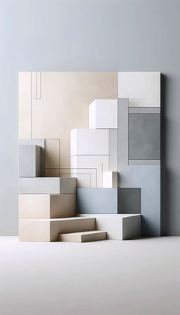 A minimalist abstract architectural art print, Ai generated image
