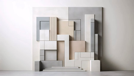 A minimalist abstract architectural art print, Ai generated image