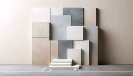 A minimalist abstract architectural art print, Ai generated image