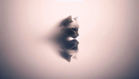 A dreamy cat reflection poster, Ai generated imageの写真素材