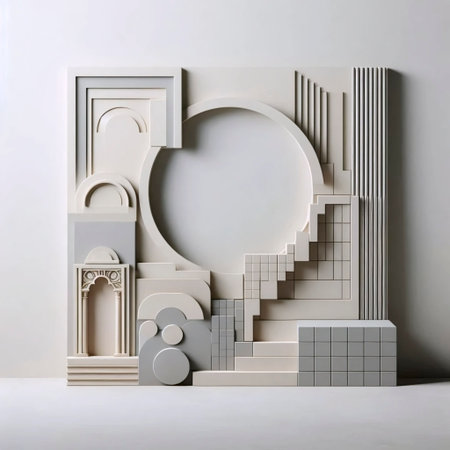 A printable minimalist architecture wall art, Ai generated image