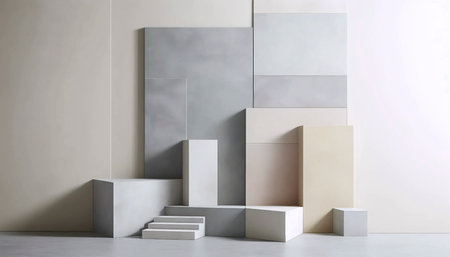 A minimalist abstract architectural art print, Ai generated image