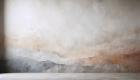 A soft neutral tones abstract textural painting, Ai generated image