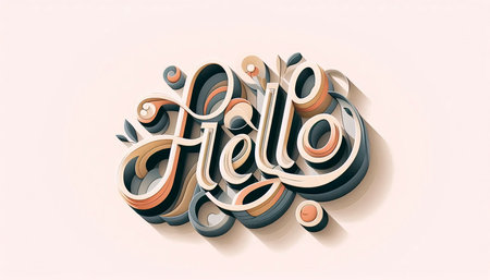 A Hello creative typography art print, Ai generated image