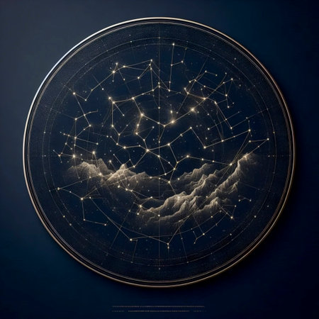 An astronomical chart art print, Ai generated image