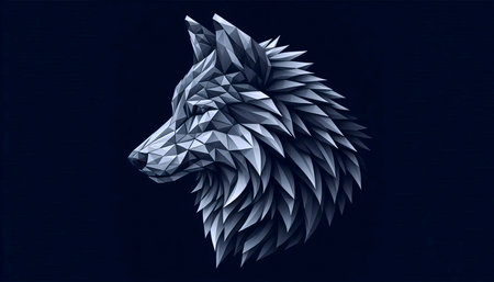 A polygonal wolf artwork, Ai generated image
