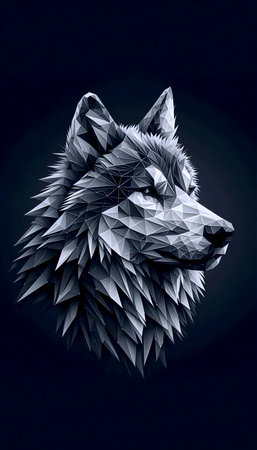 A polygonal wolf artwork, Ai generated image