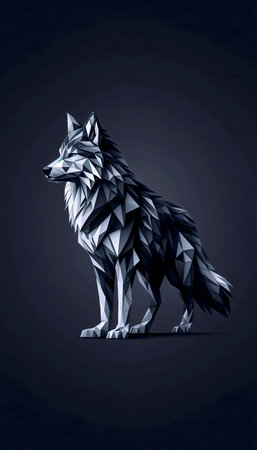 A polygonal wolf artwork, Ai generated image