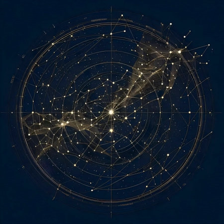 An astronomical chart art print, Ai generated image