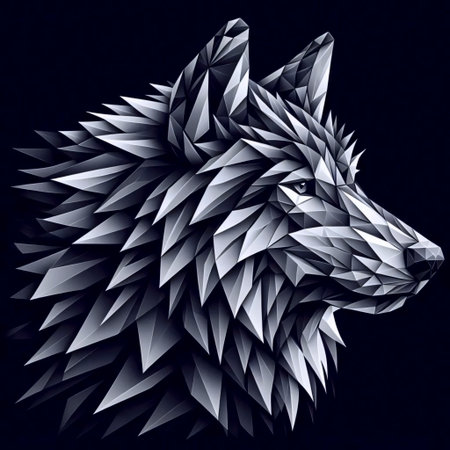 A polygonal wolf artwork, Ai generated image