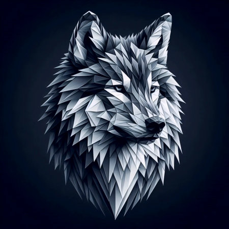 A polygonal wolf artwork, Ai generated image