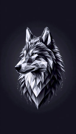 A polygonal wolf artwork, Ai generated image