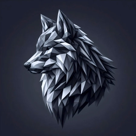 A polygonal wolf artwork, Ai generated image