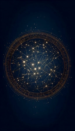 An astronomical chart art print, Ai generated image