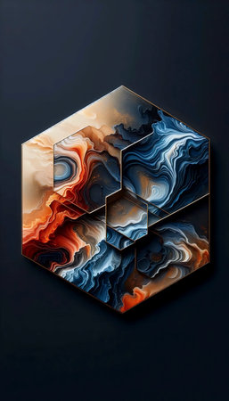 A liquid acrylic geometric composition, Ai generated image