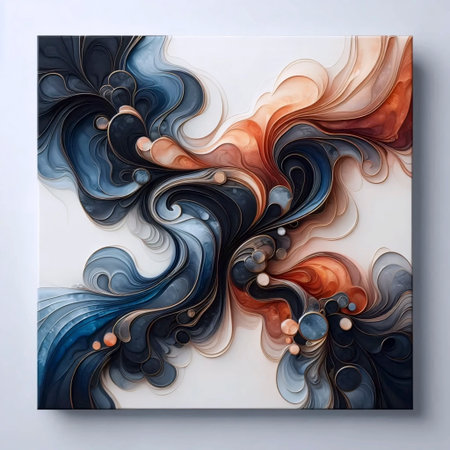 A liquid acrylic geometric composition, Ai generated image