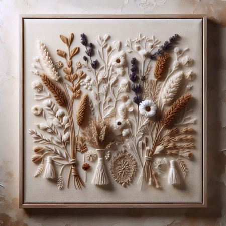 A knitted pattern botanical artwork, Ai generated image