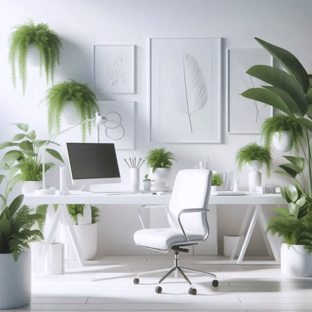 A calm minimalist workspace, Ai generated image