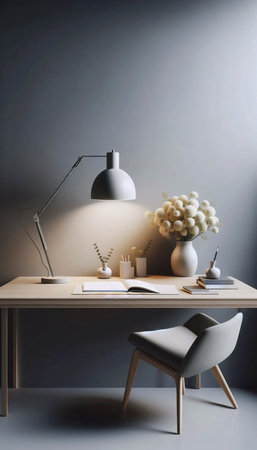 An elegant neutral workspace, Ai generated imageの写真素材