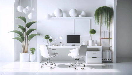 A calm minimalist workspace, Ai generated image