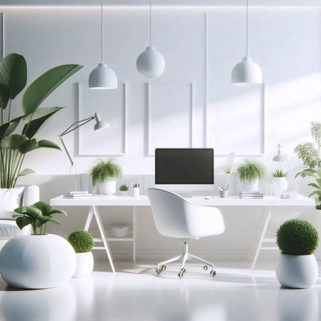 A calm minimalist workspace, Ai generated image