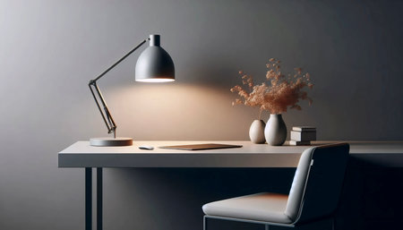 An elegant neutral workspace, Ai generated image