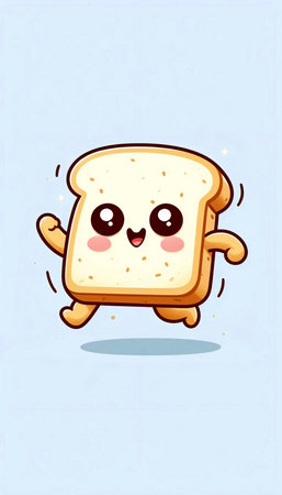 A happy toast character kawaii illustration, Ai generated image