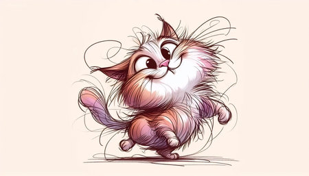 A comical feline character drawing, Ai generated imageの写真素材