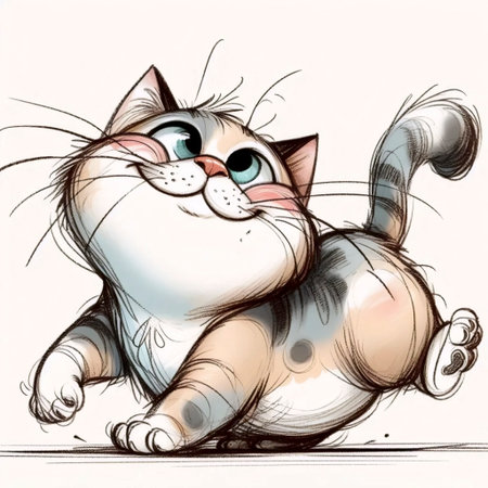 A comical feline character drawing, Ai generated imageの写真素材