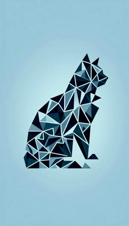 An abstract geometric cat silhouette art, Ai generated imageの写真素材