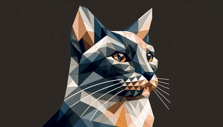 A geometric portrait of a cat fine art print, Ai generated imageの写真素材