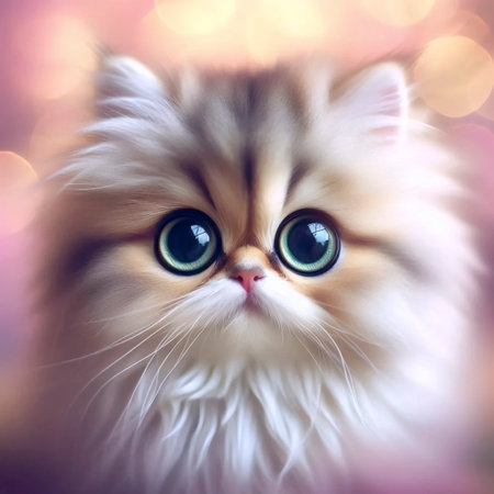 A fluffy kitten with big eyes portrait, Ai generated imageの写真素材