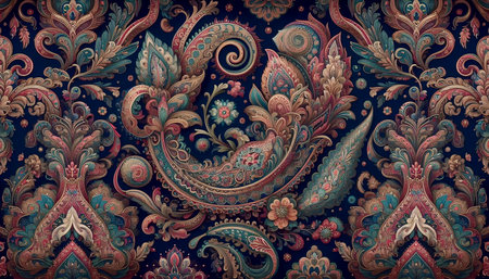 A Mughal style Paisley pattern seamless design, Ai generated imageの写真素材