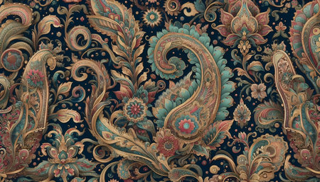A Mughal style Paisley pattern seamless design, Ai generated imageの写真素材