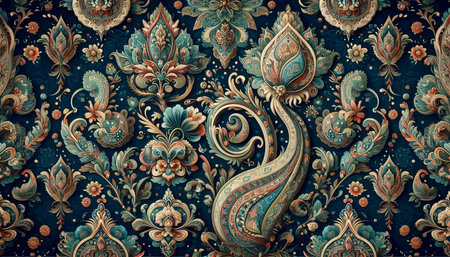 A Mughal style Paisley pattern seamless design, Ai generated imageの写真素材
