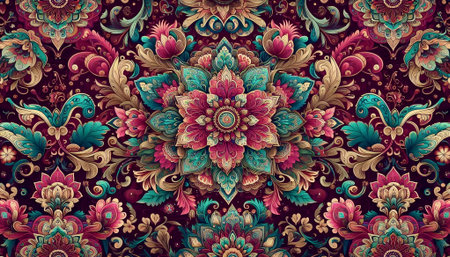 An Indian floral pattern seamless design, Ai generated imageの写真素材