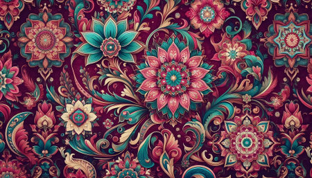An Indian floral pattern seamless design, Ai generated imageの写真素材