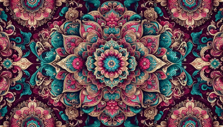 An Indian floral pattern seamless design, Ai generated imageの写真素材