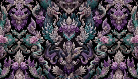 A Thai silk patterns seamless design, Ai generated imageの写真素材